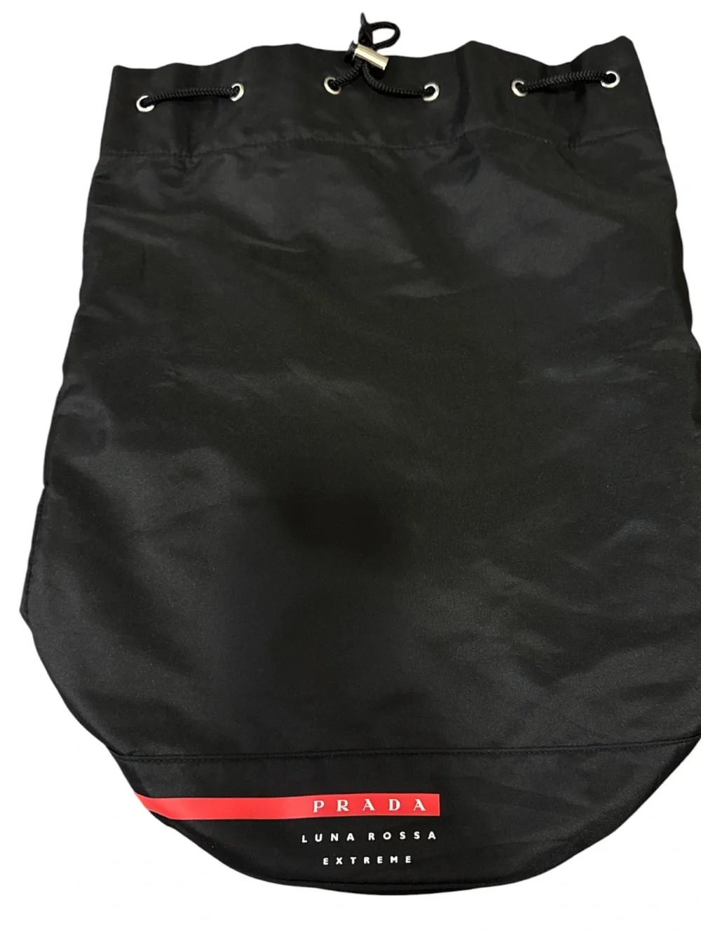 Prada Luna Rossa Black Drawstring Duffle Bag Gym Bag